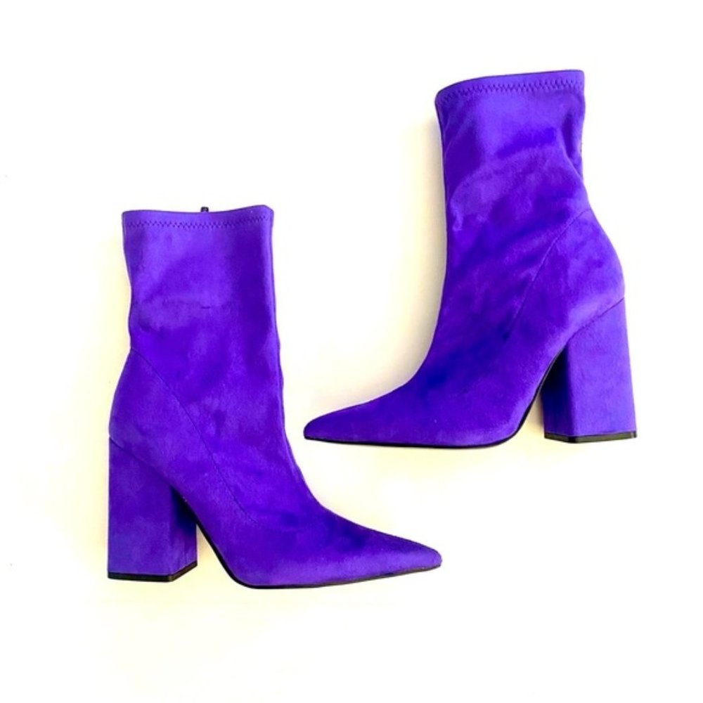 purple suede chunky heel bootie by nine west size 12 NIB